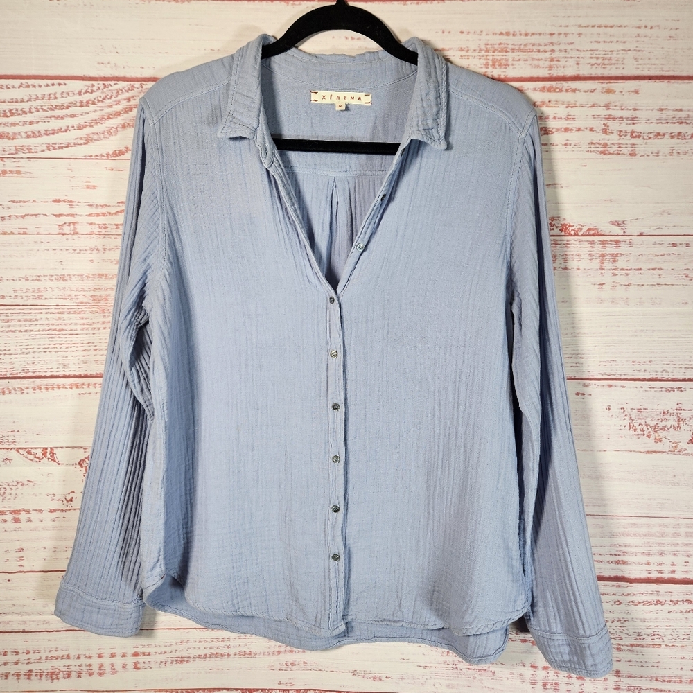 XiRENA Periwinkle Gauze Button-Down Shirt